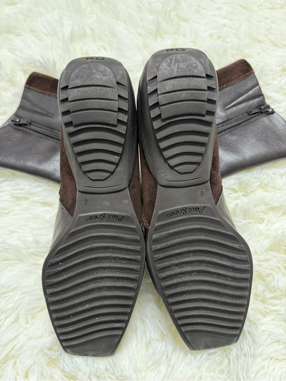 Paul Green Brown Leather Mid-Calf Boots | Square Toe & Side Zip | Size 6 Y2K - Picture 6 of 12